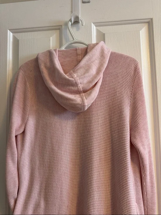 Lululemon Light Pink Women's Hooded Open-Front Sweater Cardigan with pockets - Picture 4 of 5
